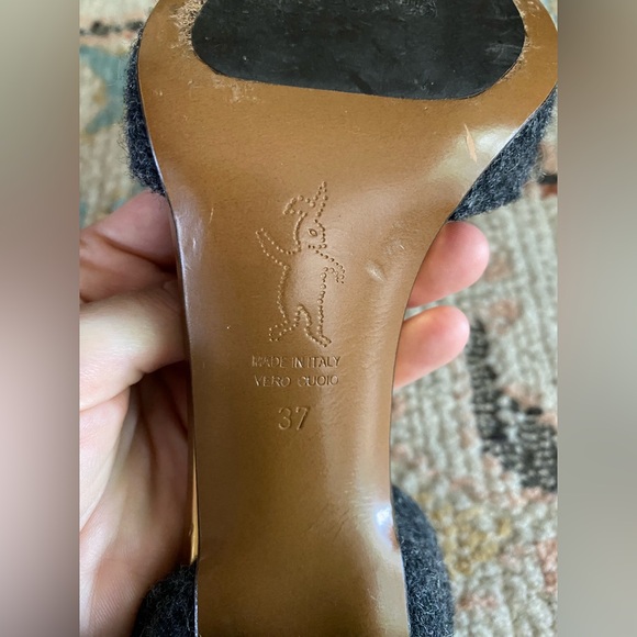 Marni Felt Wool Dark Grey Block Heel Sandals Size 37 - Picture 11 of 15